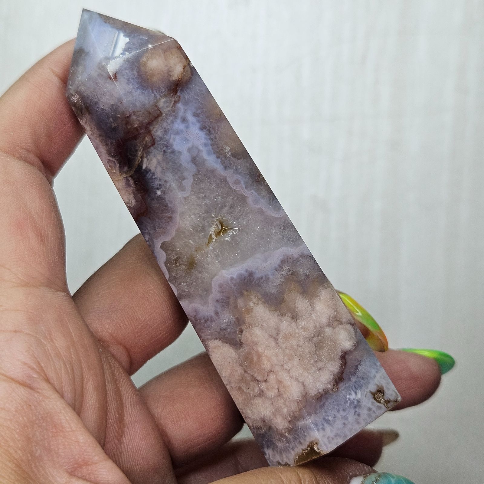 メルカリ市限定価格♡天然石 ミニミニポイントタワー ブルー桜瑪瑙 水晶 ポイント タワー - メルカリ