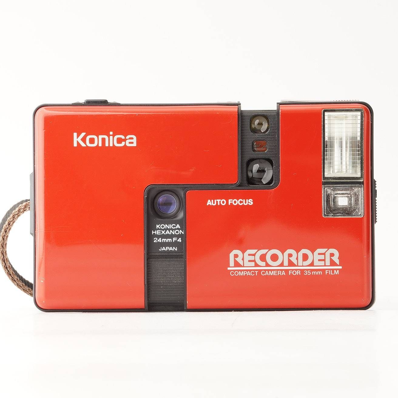 希少☆KONICA/コニカRECORDER ＤＤ24㎜F4ソフトケース純正外箱付 コニカ Konica Auto Focus レコーダー Recorder レッド Hexanon 24mm