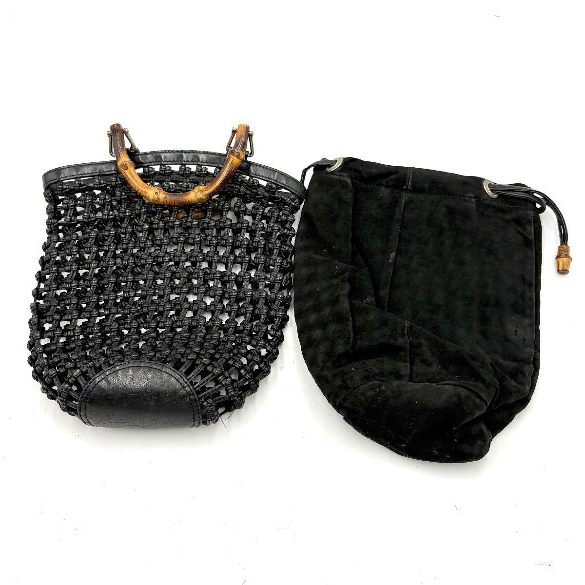 希少◎GUCCI グッチ トムフォード期 バンブー 編み込み 巾着