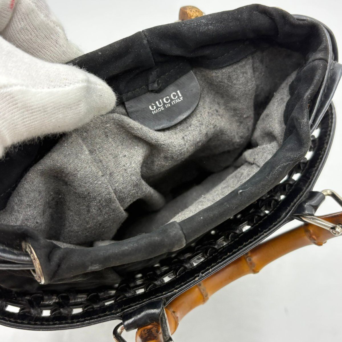 希少◎GUCCI グッチ トムフォード期 バンブー 編み込み 巾着