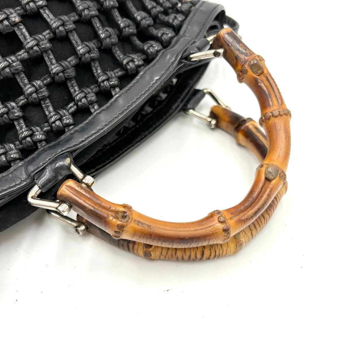 希少◎GUCCI グッチ トムフォード期 バンブー 編み込み 巾着