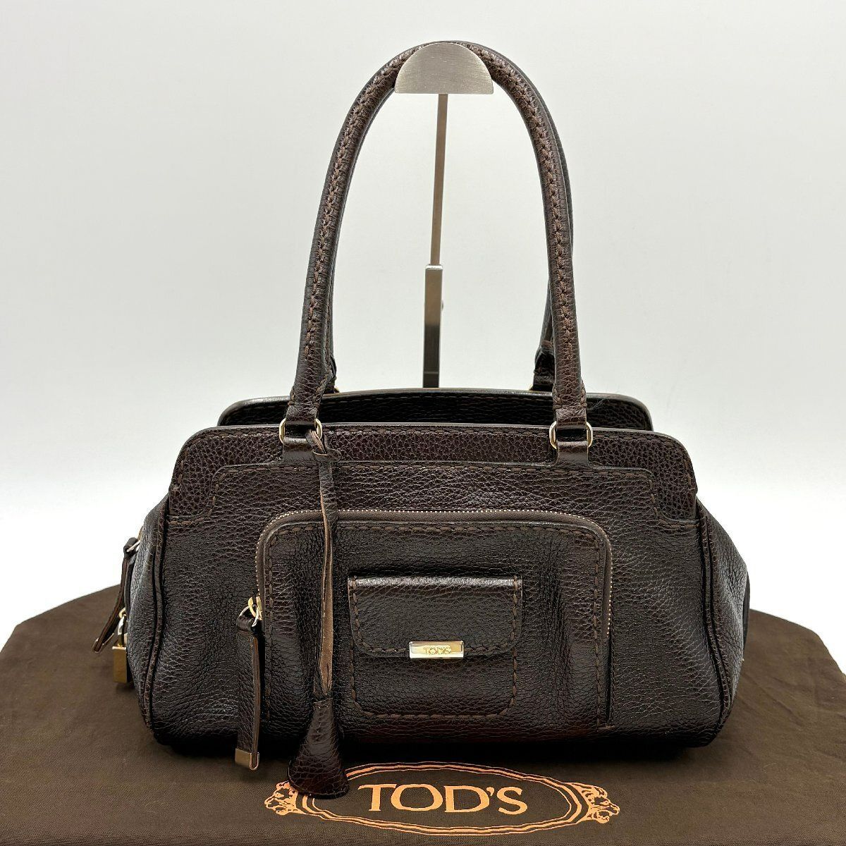 極美品◎TOD’S トッズ KATE Y2K レザー ショルダーバッグ ミニボストンバッグ トートバッグ ブラウン 肩掛け鞄