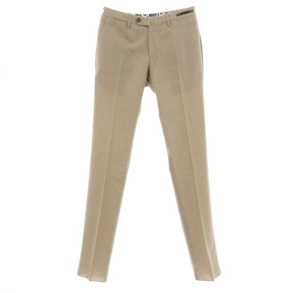 【中古】ピーティーゼロウーノ PT01 San Blas ポリエステルウールポリウレタン ドレススラックスパンツ ベージュ【サイズ46】【メンズ】