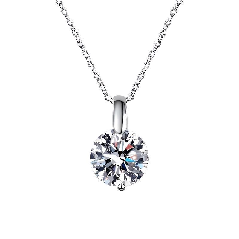 ネックレス レディース シルバー925 一粒ネックレス 人気 モアサナイト 925銀製 ラウンドカット 6.5mm〜3カラット プレゼント 誕生日 バレンタインデー クリスマス (3ct-ハイグレードモアサナイト)