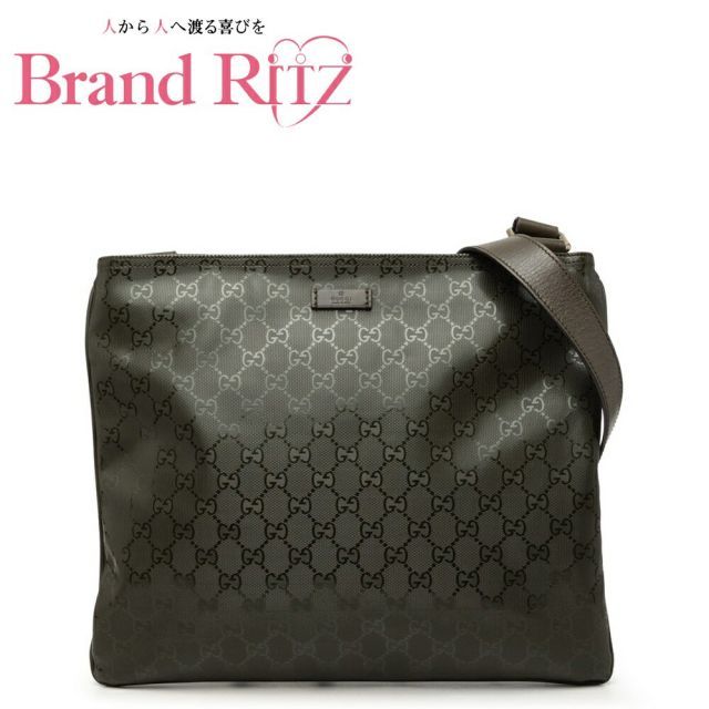 中古 グッチ GGインプリメ 斜め掛け ショルダーバッグ 201446 モスグリーン PVC レザー メンズ GUCCI 【送料無料】【西神店】