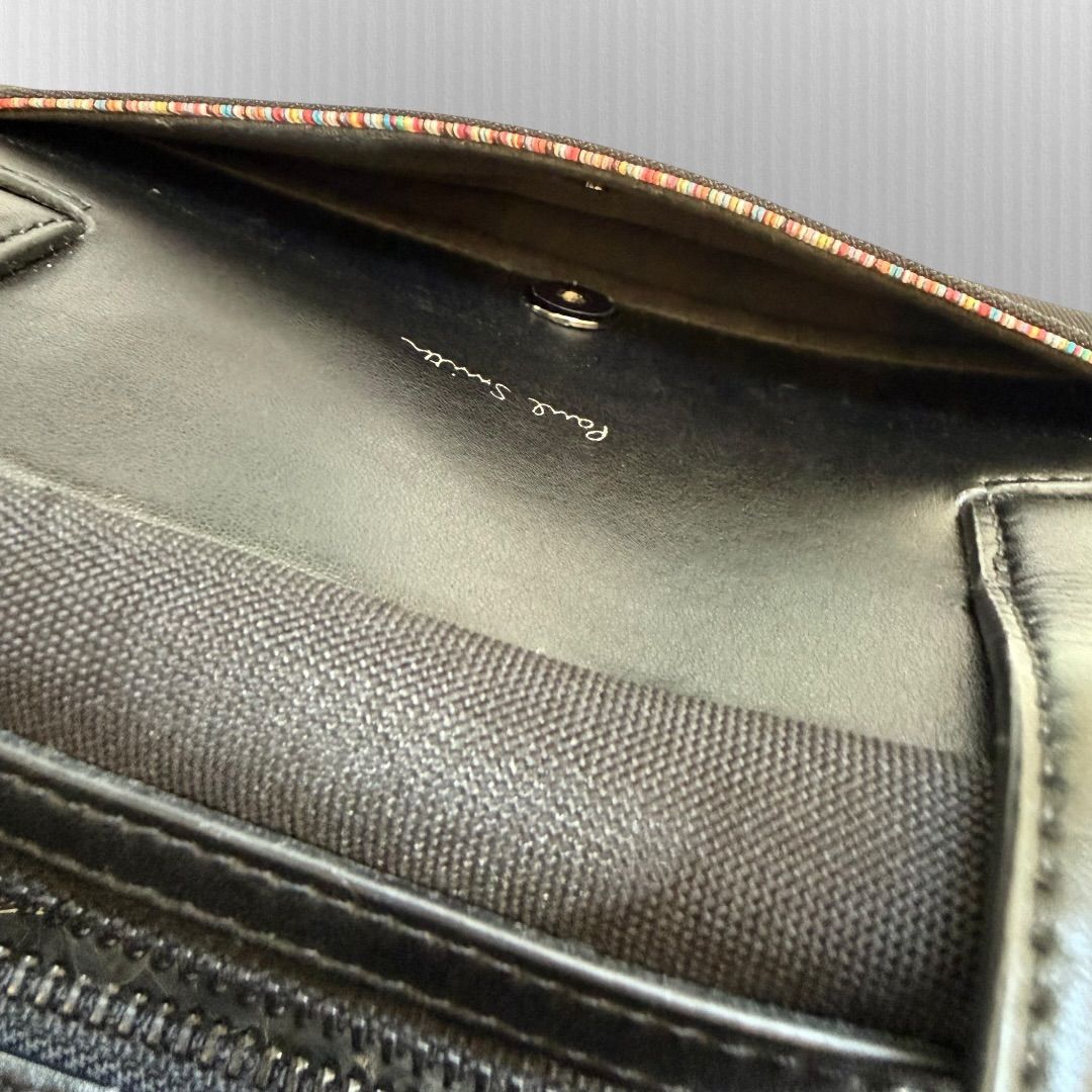 美品】ポールスミス 2way ビジネスバッグ 黒 2層式 レザーコンビ