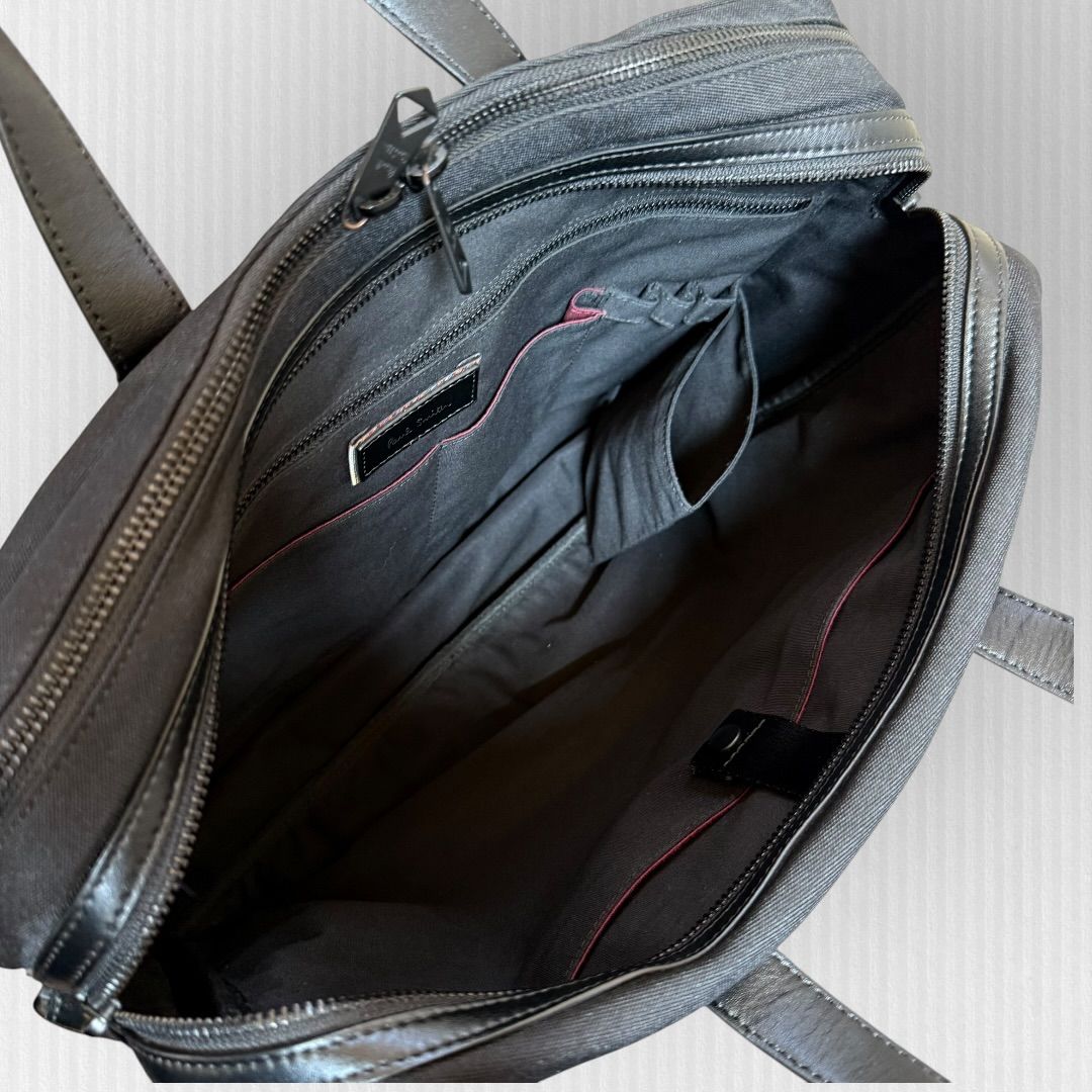 美品】ポールスミス 2way ビジネスバッグ 黒 2層式 レザーコンビ