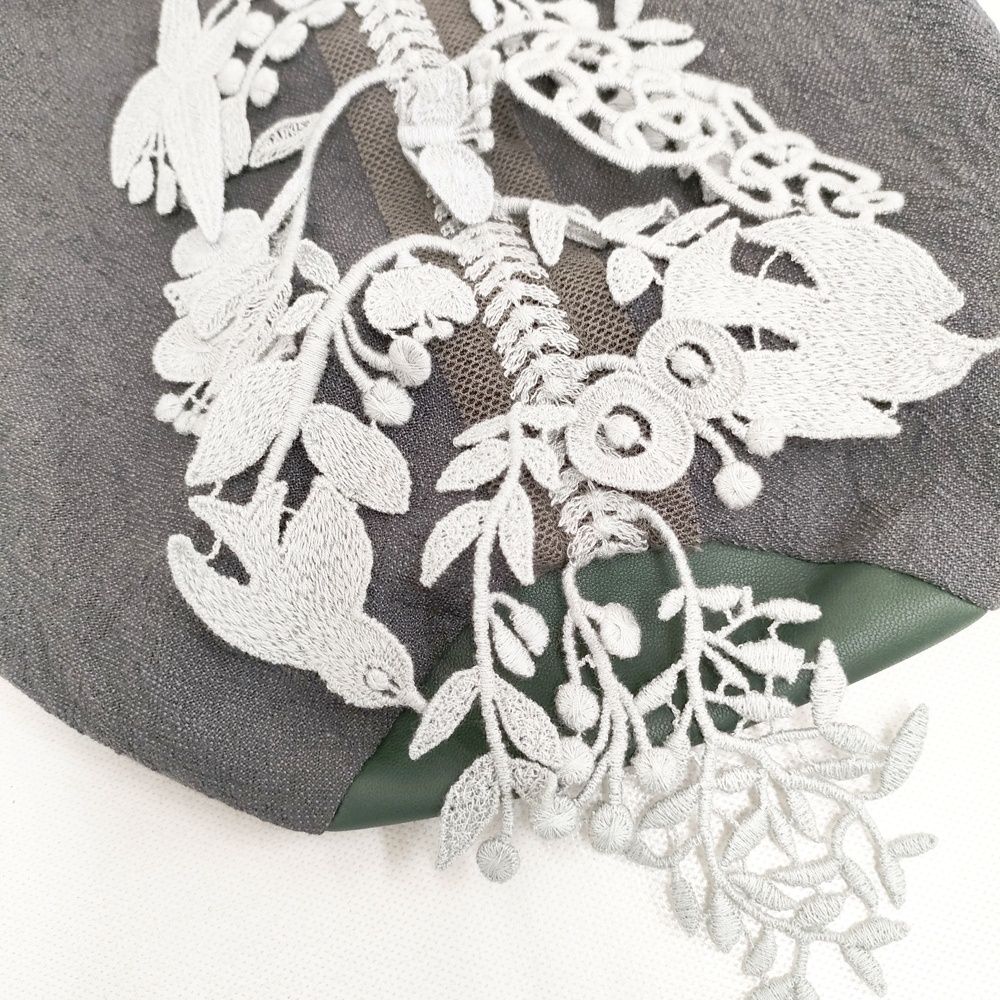 mina perhonen drop pochette forest parade aca9012 羊革 刺繍レース