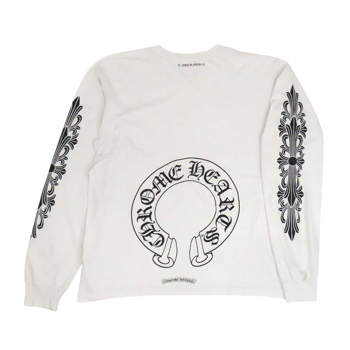 クロムハーツ Floral Cross Horseshoe ロングスリーブ Tシャツ メンズ ホワイト CHROME HEARTS【中古】 【アパレル・小物】