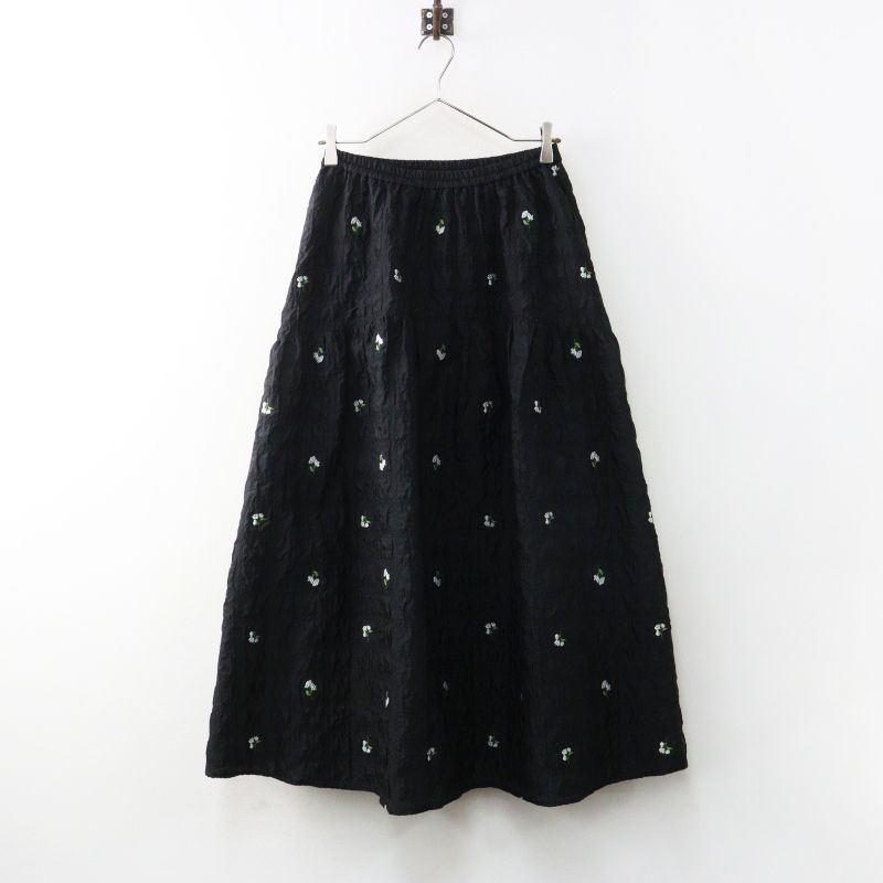 人気 2025AW ユナイテッドアローズ UNITED ARROWS スクエアフラワージャガード スカート 38｜ブラック ボトムス【2400015053783】