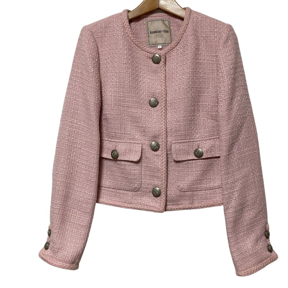 美品 23AW Apuweiser-riche アプワイザーリッシェ ノーカラーツイード
