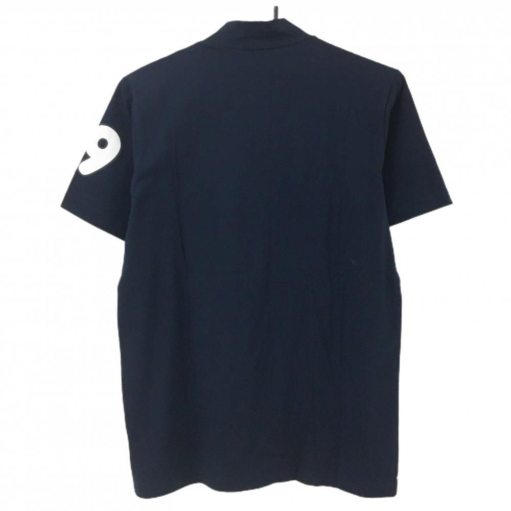 美品】パーリーゲイツ 半袖ハイネックシャツ ネイビー ネックロゴ