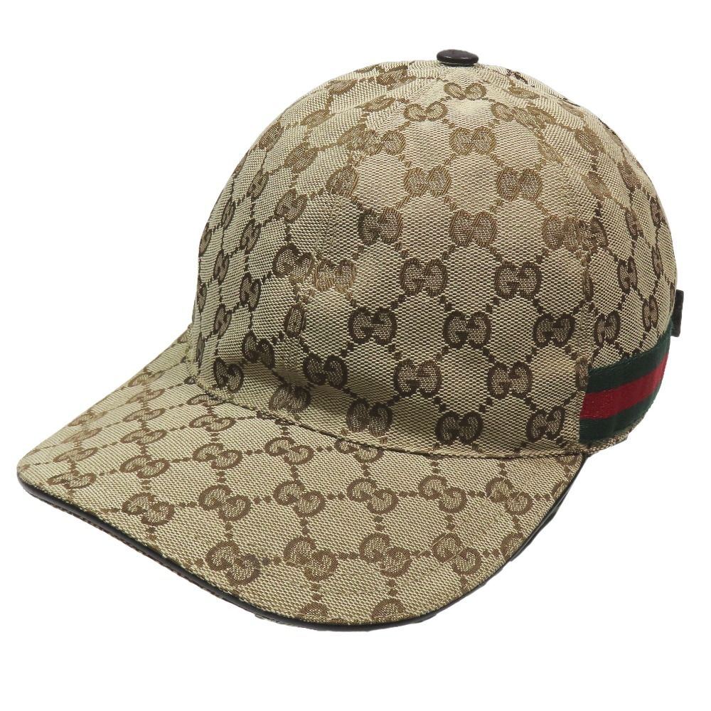 良品 GUCCI グッチ ベースボールキャップ GG キャンバス ウェブ