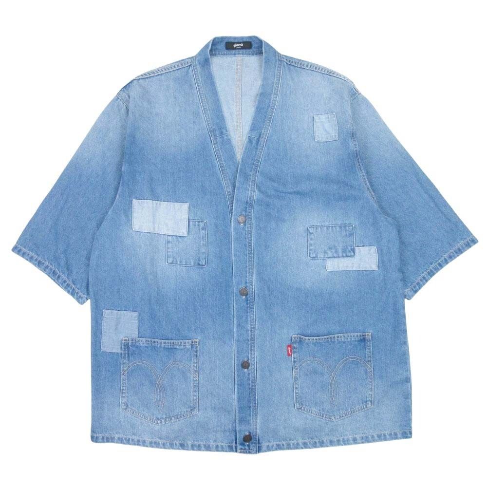 美品 glamb グラム アンプラグドデニム 25ss ハッピシャツ ジャケット 羽織 パッチワーク Unplugged Denim Happi Shirt L インディゴ メンズ 古着 中古 USED 12,597円