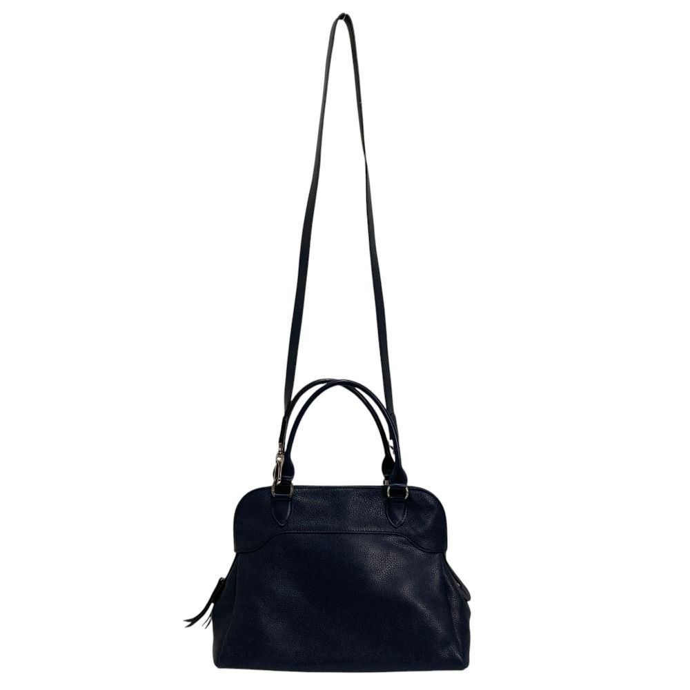 美品 LONGCHAMP ロンシャン オールレザー 2wayバッグ ネイビー 