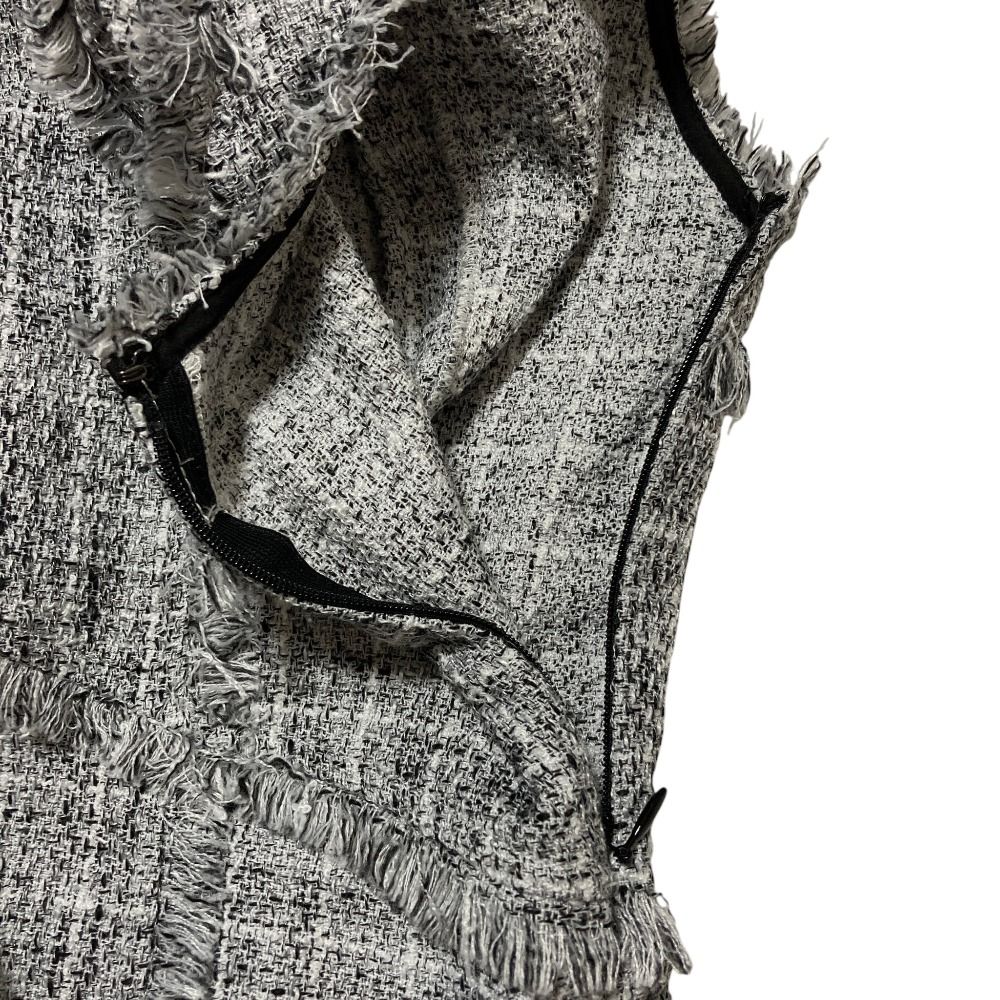美品 25AW FRAY I.D フレイアイディー フリンジデザインツイードポロ