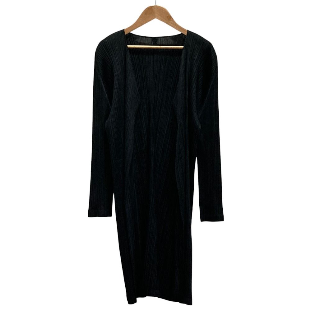 美品 25SS PLEATS PLEASE ISSEY MIYAKE プリーツプリーズ イッセイミヤケ プリーツ ロングカーディガン PP51JA114 サイズ3 ブラック レディース 古着 中古 USED 17,745円