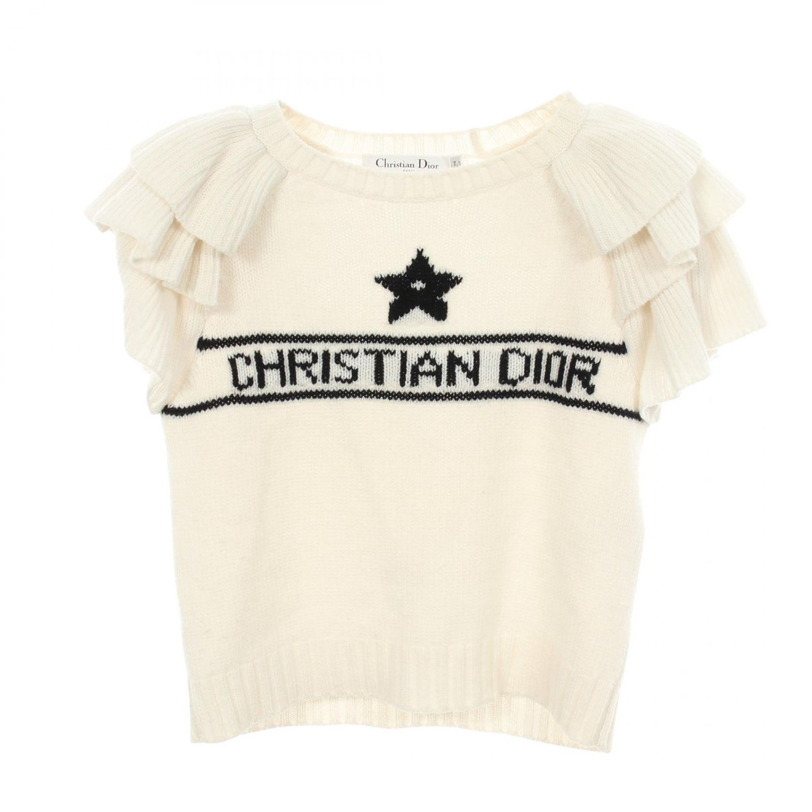 ディオール Dior ニット シグネチャー フリル 半袖 324S13AM003 カシミヤ ニット レディース Used A
