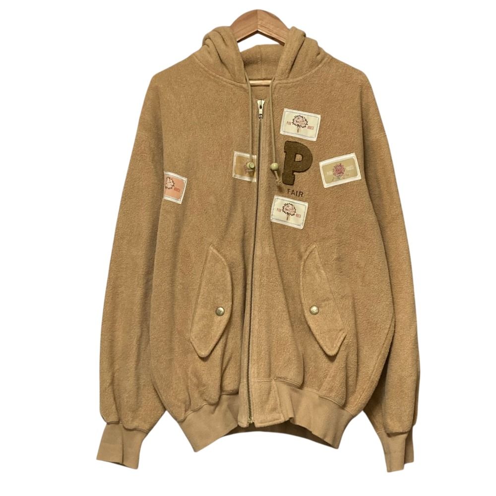 美品 PINK HOUSE ピンクハウス ロゴパッチワーク パイル ジップアップ