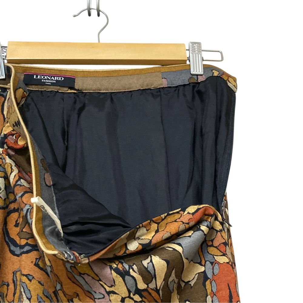 美品 LEONARD FASHION レオナールファッション ウールシルク 総柄