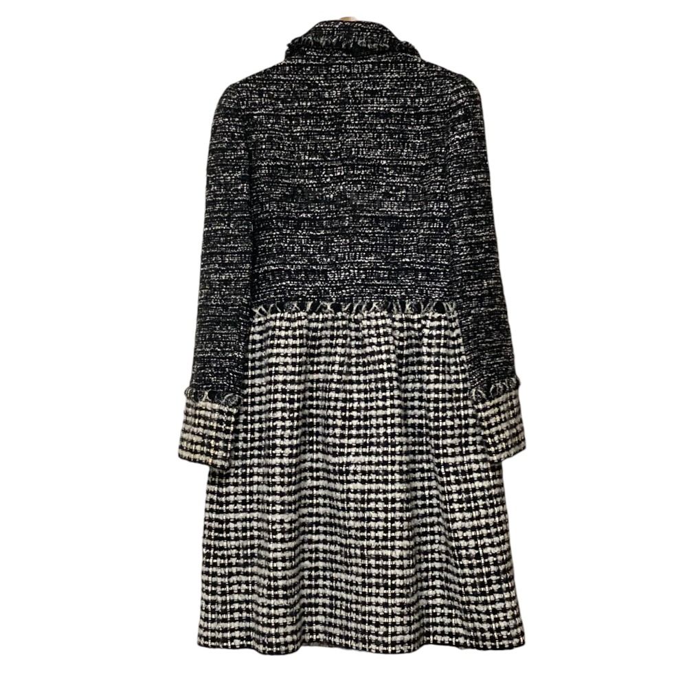 【美品】ルネReneモヘア混ドレスコート、36サイズ、千鳥格子、春先まで♪ 良品 Rene ルネ ツイード コート 6243470 サイズ36 ブラック ホワイト