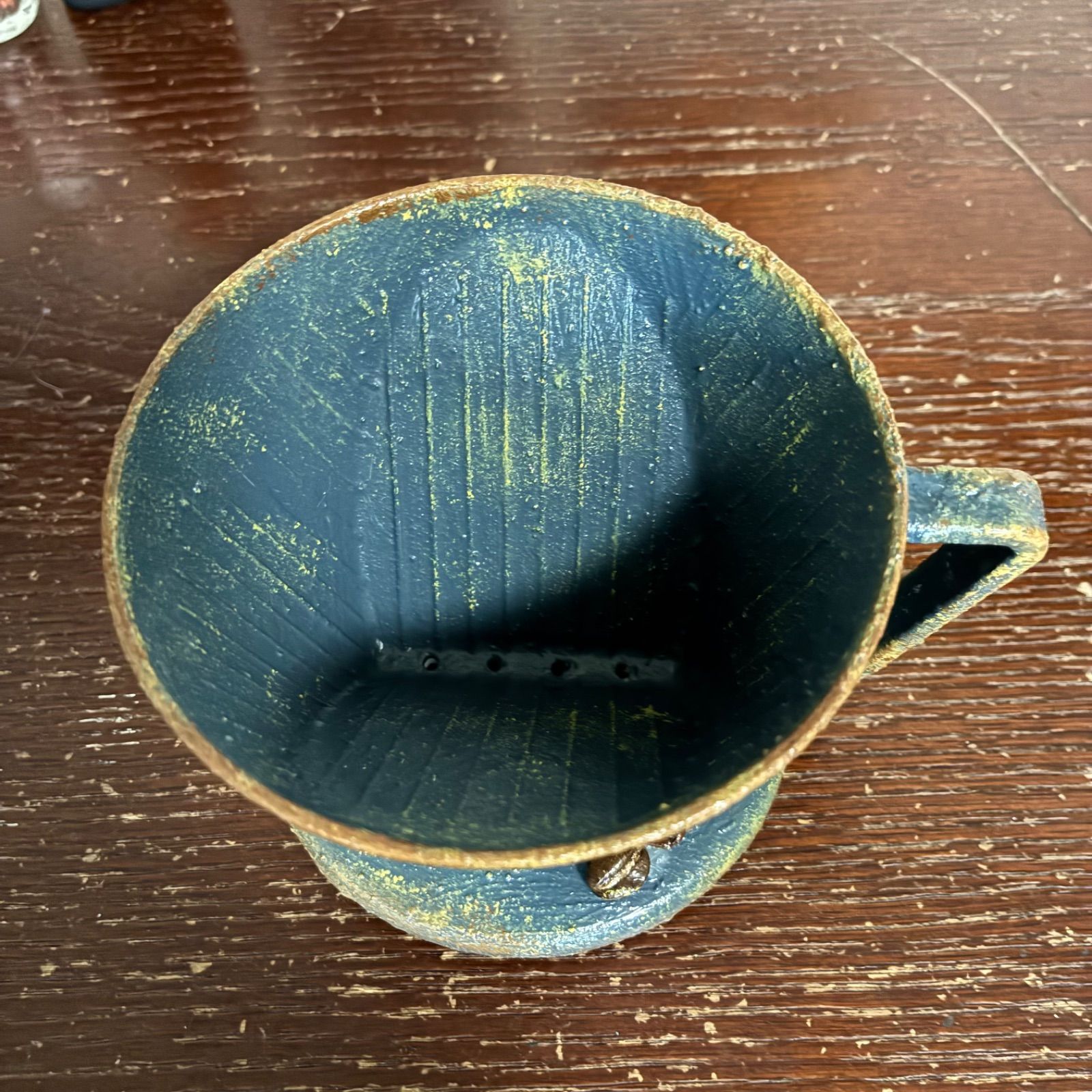 コーヒー豆付き🫘ドリッパー型リメイク鉢 (ミッドナイトブルー