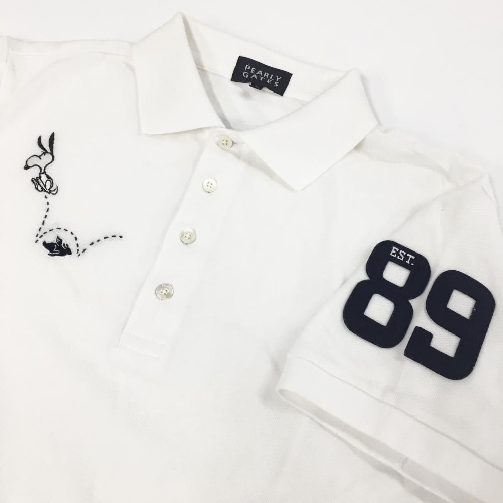美品】パーリーゲイツ×PEANUTS 半袖ポロシャツ 白 スヌーピー 刺しゅう