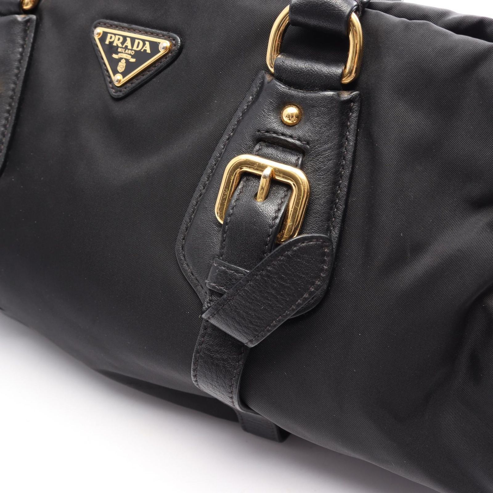 プラダ PRADA ハンドバッグ TESSUTO CALF 三角プレート 2WAY ブラック