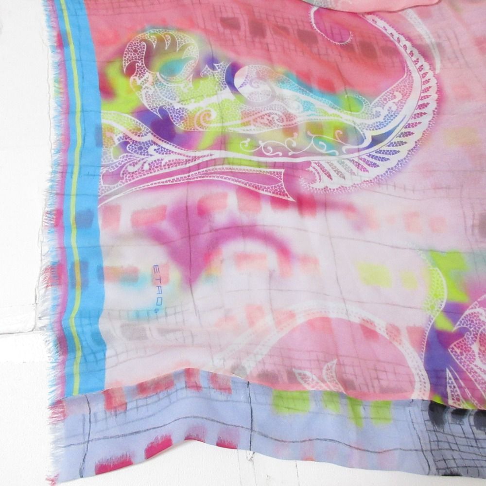 美品 ETRO エトロ ペイズリー柄 シルク100％ 大判スカーフ ストール