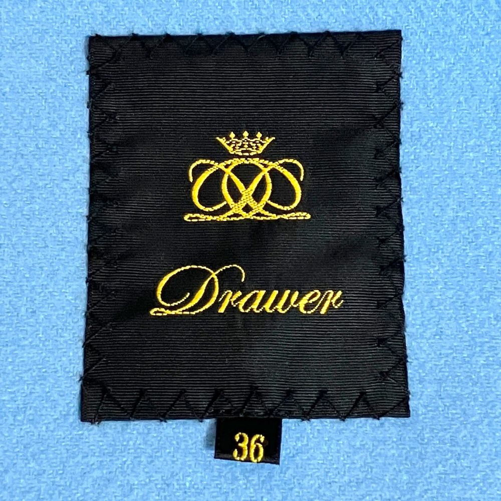 美品 Drawer ドゥロワー ウールカシミヤ リバーノーカラーコート 6525