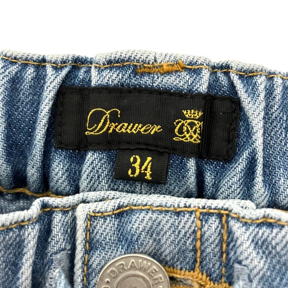 美品 Drawer ドゥロワー ブリーチデニム5Pドロストパンツ 6514-299