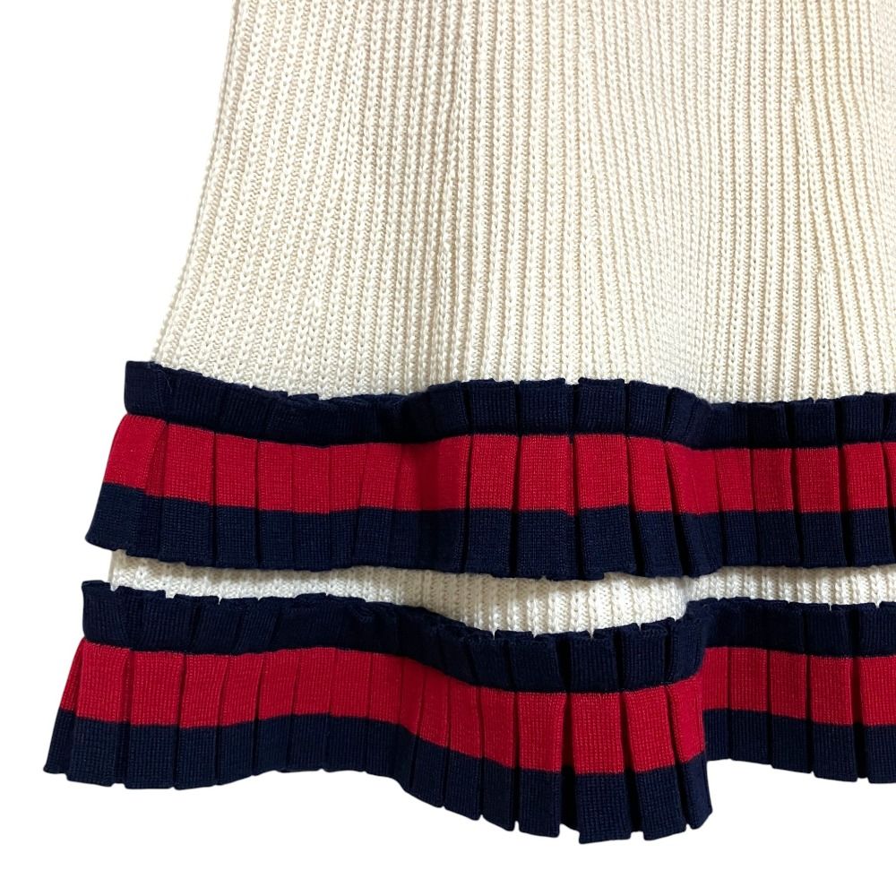 美品 GUCCI グッチ ひざ上丈 ウェブライン フリル ニット スカート