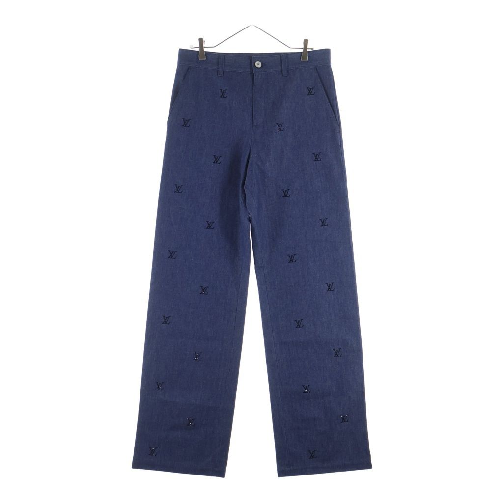 LOUIS VUITTON ルイヴィトン 25SS LV ブラゾン エンベリッシュド デニムパンツ インディゴ RM251MM RBA HSD05W LOUIS VUITTON (ルイヴィトン) 25SS LV ブラゾン エンベリッシュド