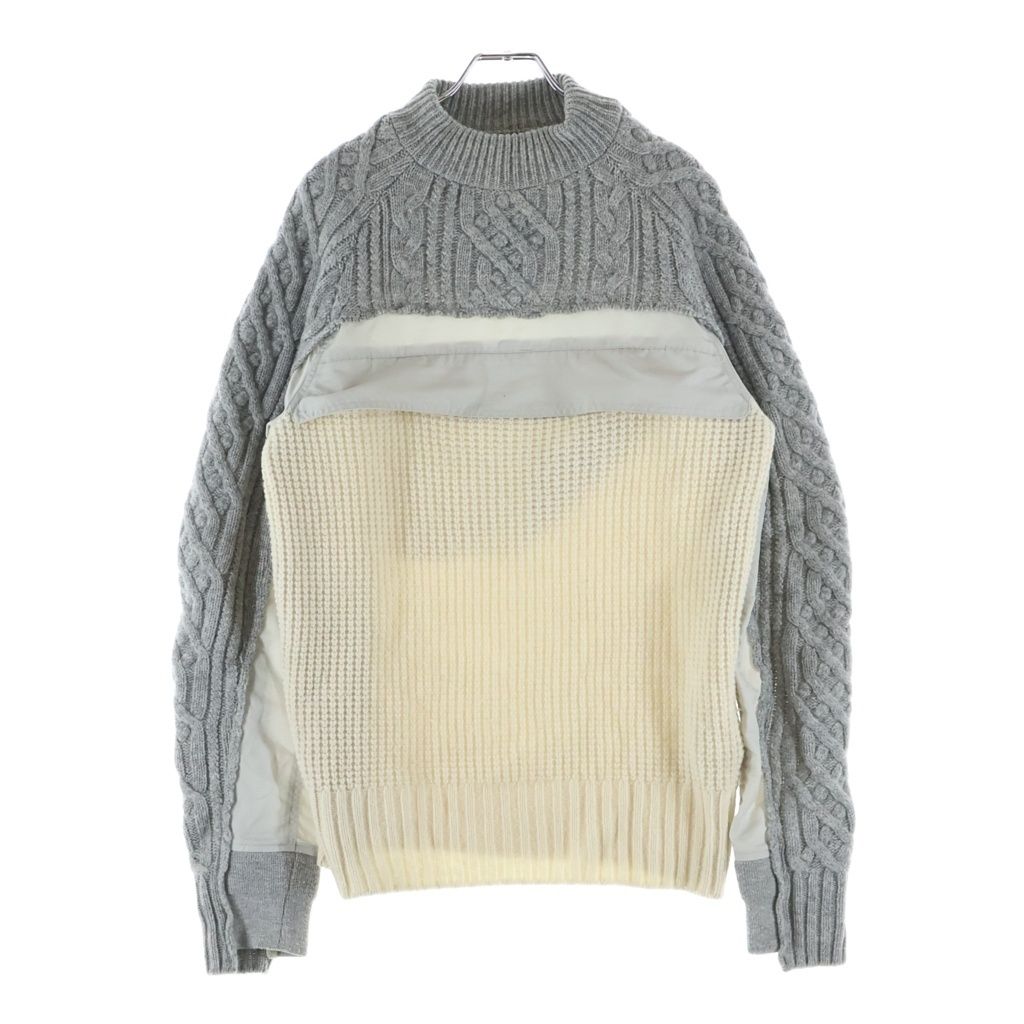 Sacai (サカイ) 19AW ドッキング ケーブル クルーネックニットセーター