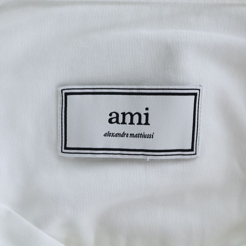 AMI Alexandre Mattiussi アミアレクサンドルマテュッシ L/S Shirt ハートロゴ刺繍 長袖シャツ ホワイト A19C013.45 AMI Alexandre Mattiussi (アミアレクサンドルマテュッシ) L/S Shirt