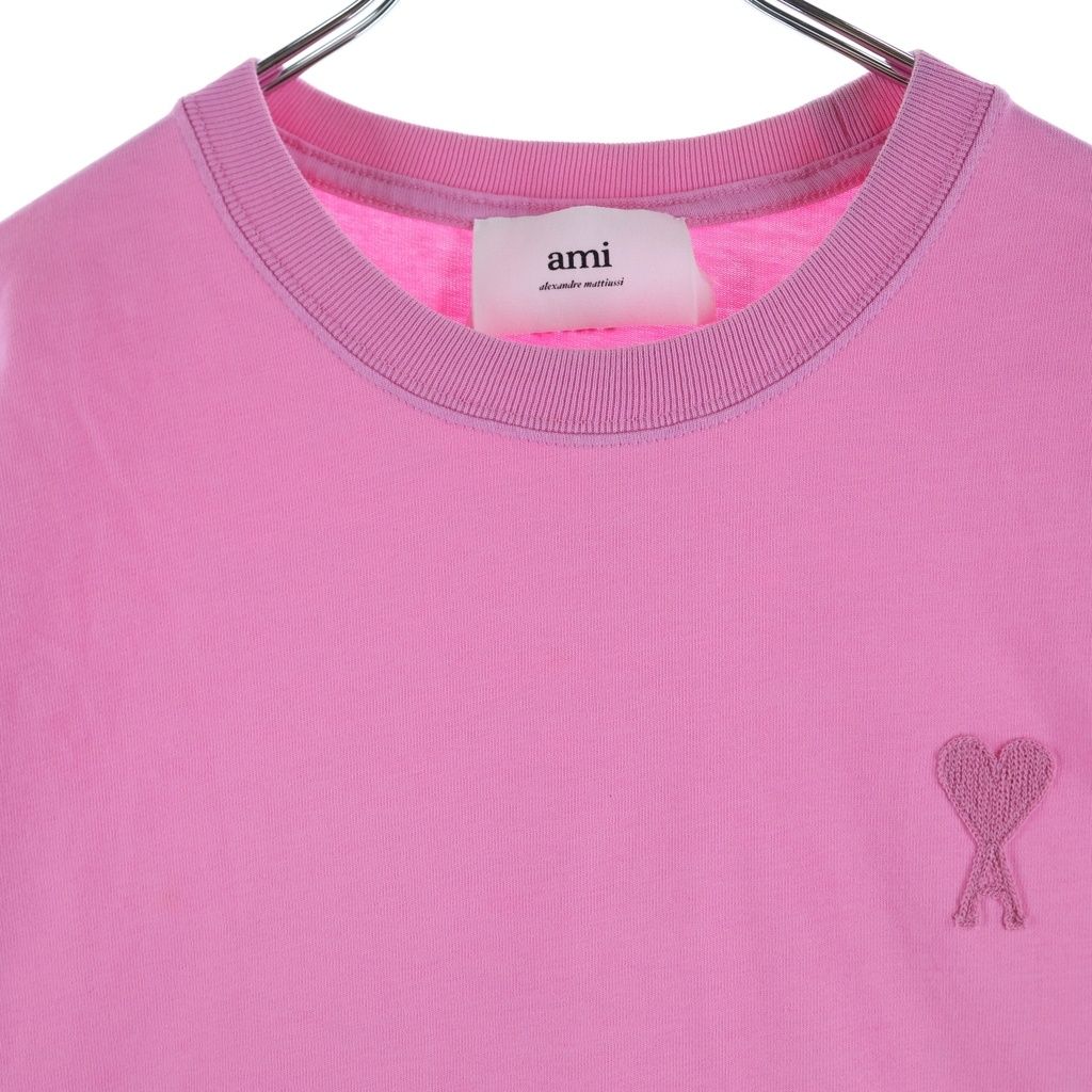 ami ピンク 長袖シャツ ハート刺繍 36 AMI Alexandre Mattiussi (アミアレクサンドルマテュッシ) T-Shirt