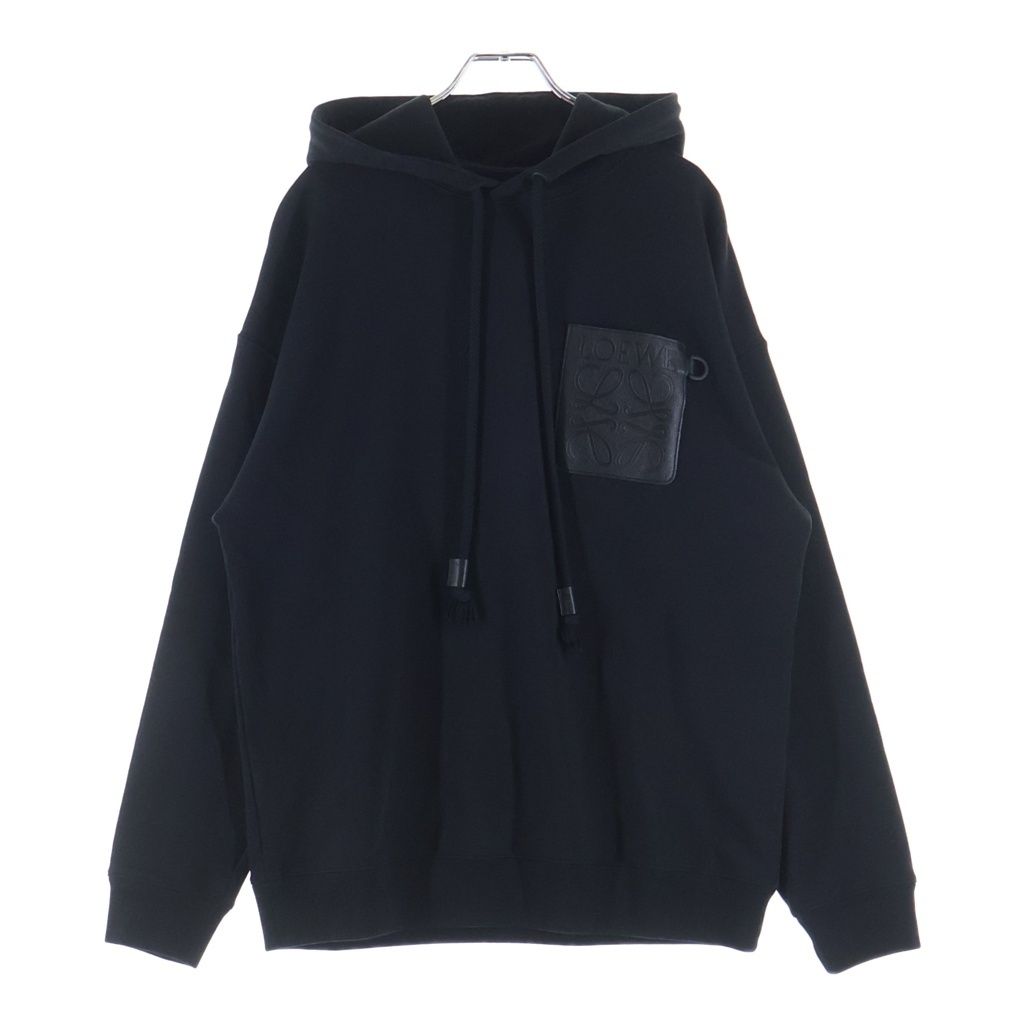 4月いっぱいの出品 LOEWE アナグラムパッチ クロップドパーカー LOEWE (ロエベ) ANAGRAM PATCH POCKET HOODIE アナグラム レザーパッチ