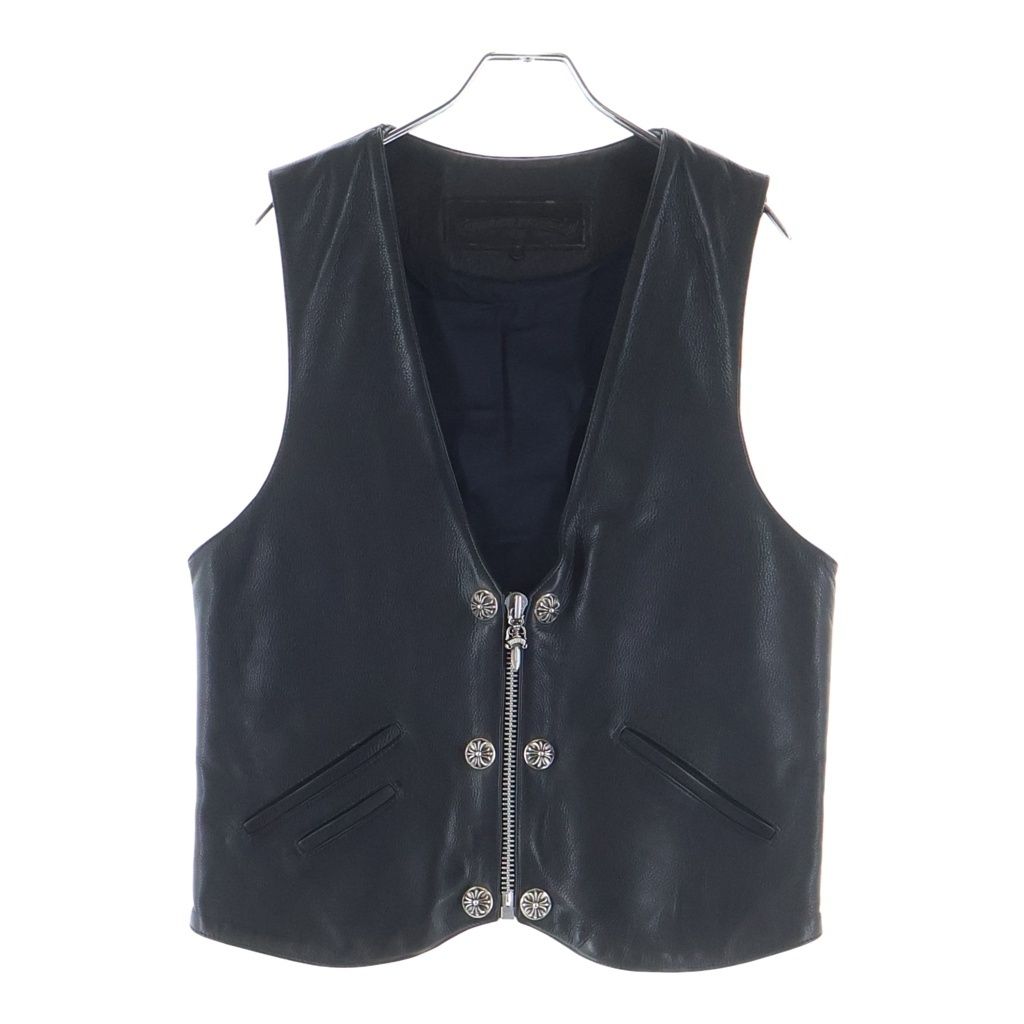 CHROME HEARTS (クロムハーツ) 6BTN ZIP FRNT VEST バックラージクロス