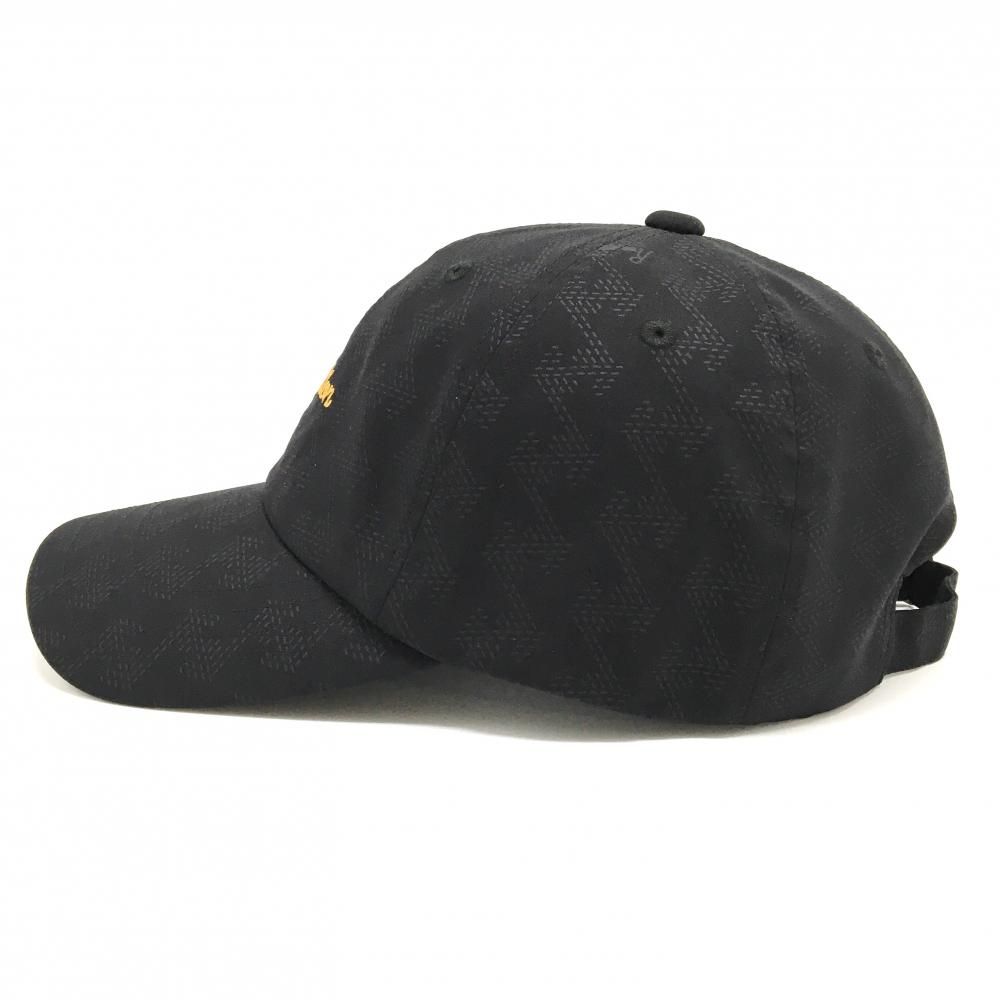 超美品】レザレクション キャップ 黒 総柄地模様 ロゴ刺しゅう