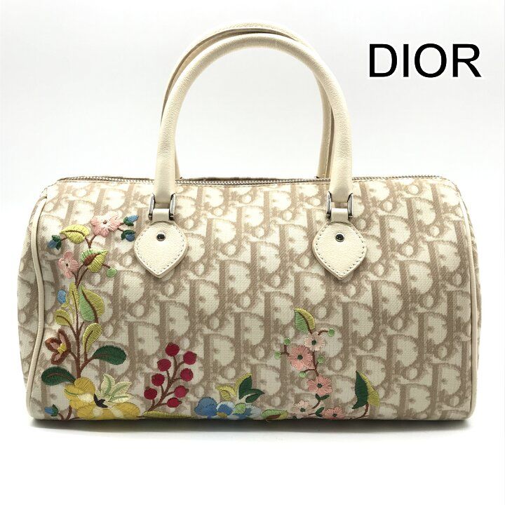 美品 Christian Dior ディオール トロッター PVC レザー フラワー 刺繍 ミニ ハンド バッグ レディース ファッション ベージュ r1934 95,172円