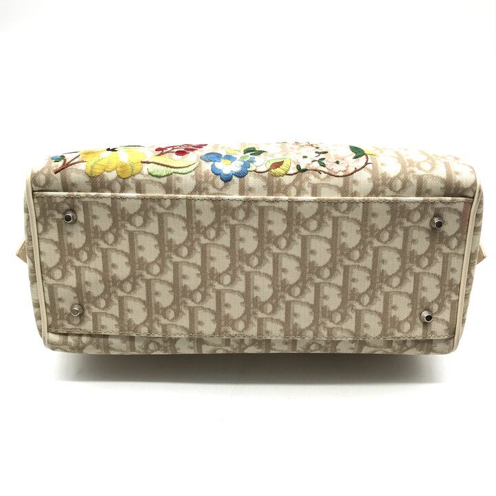 美品 Christian Dior ディオール トロッター PVC レザー フラワー 刺繍