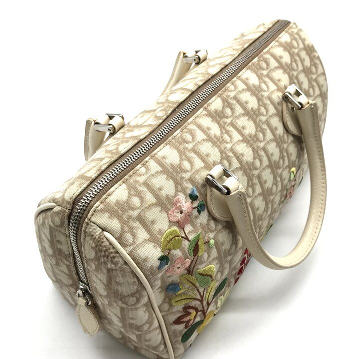 美品 Christian Dior ディオール トロッター PVC レザー フラワー 刺繍