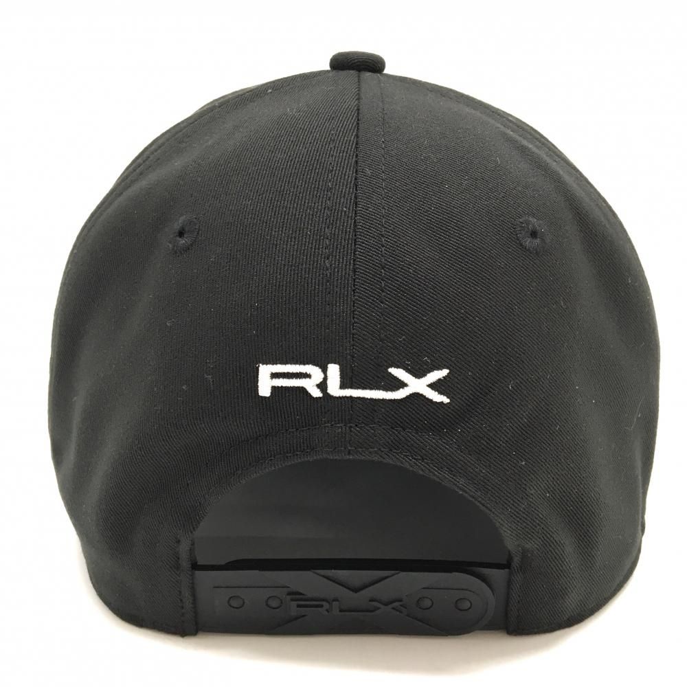 超美品】RLXラルフローレン キャップ 黒×白 ロゴ刺しゅう 額内側