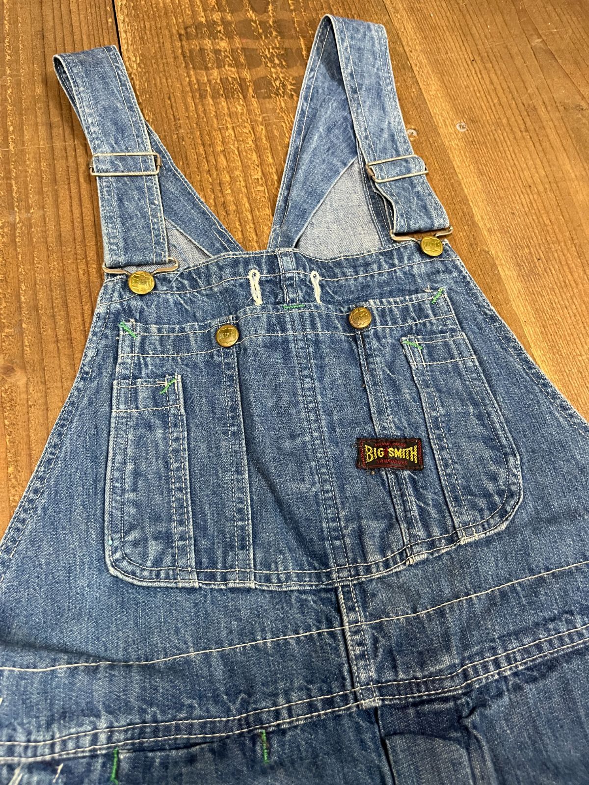 1960s BIG SMITH デニム オーバーオール UNION MADE 黒タグ 緑カンヌキ