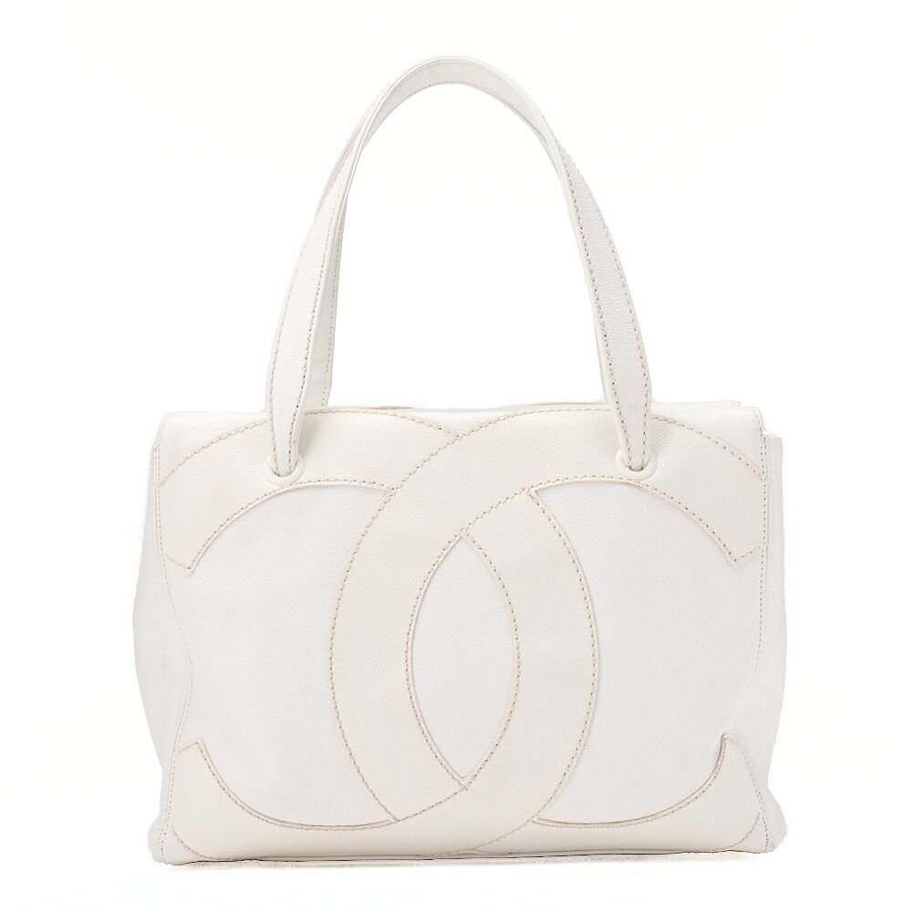 CHANEL シャネル ココマーク デカココマーク ショルダーバッグ キャビアスキン 白（ ゴールド金具）ハンドバッグ レディースバッグ ハイブランド【中古】【送料無料】