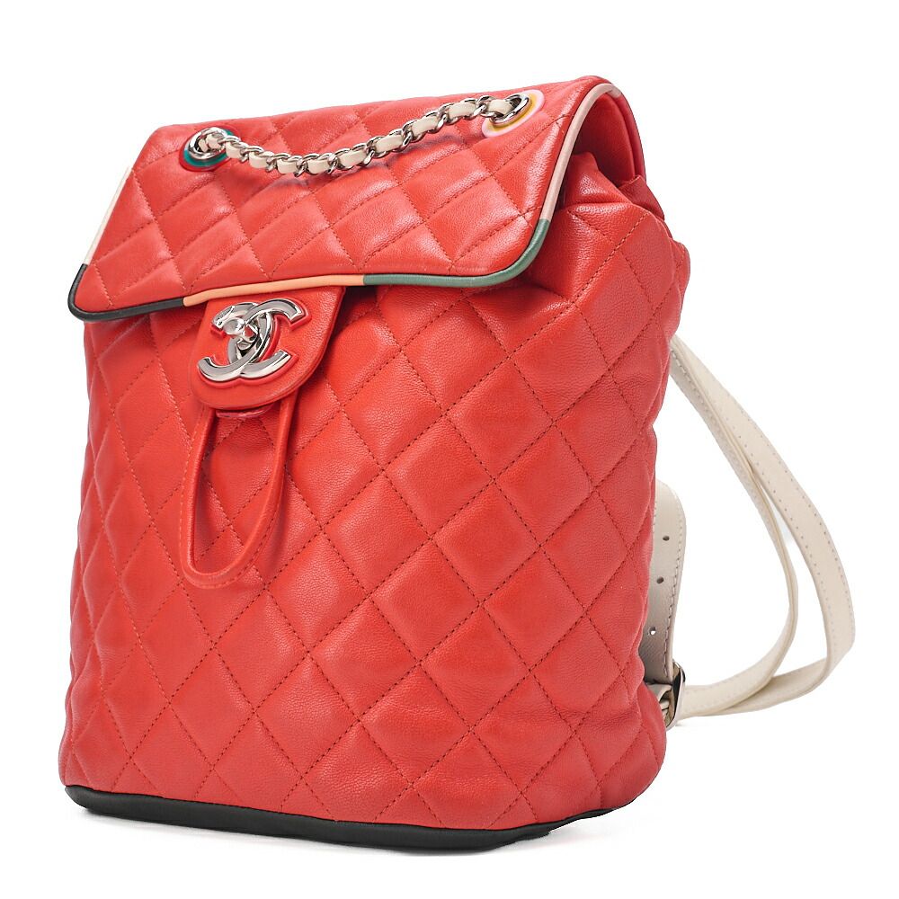 CHANEL シャネル ラムスキン マトラッセ ターンロック チェーン