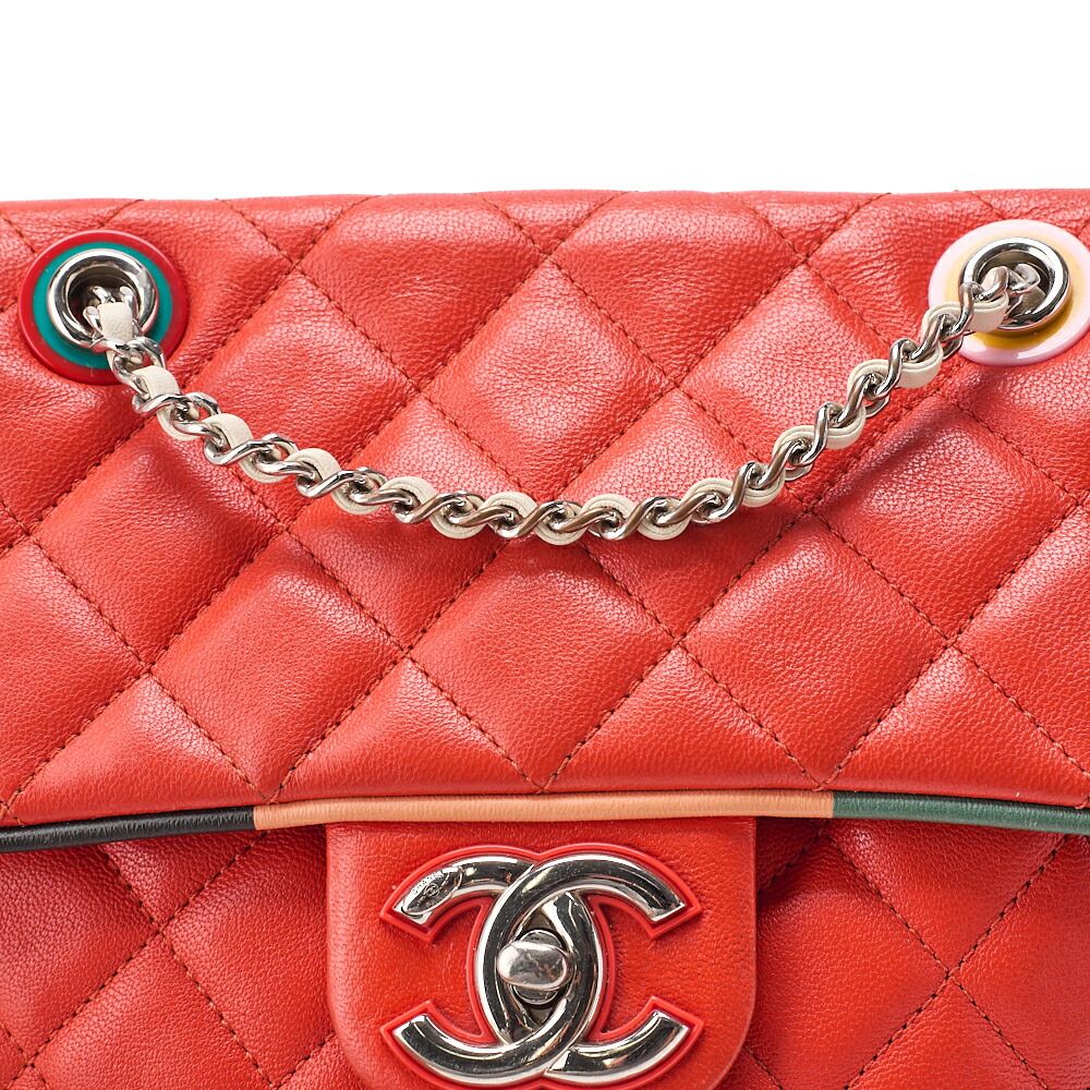 CHANEL シャネル ラムスキン マトラッセ ターンロック チェーン