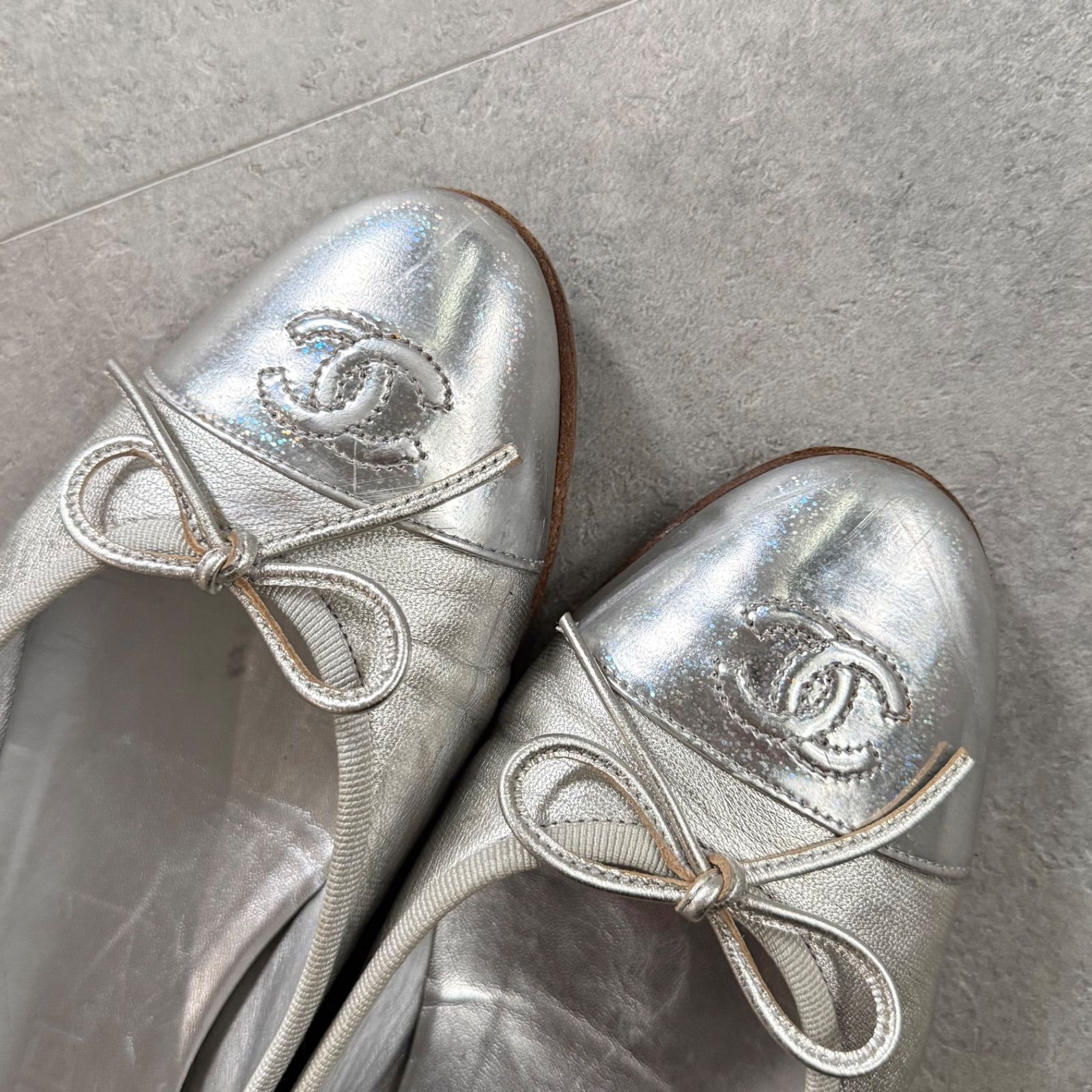 CHANEL シャネル リボンバレエシューズ フラットシューズパンプス ココ