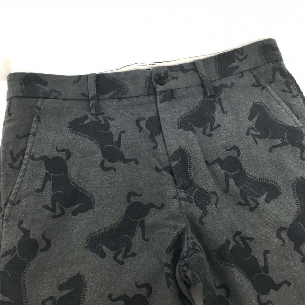 美品】パーリーゲイツ パンツ グレー×ダークグレー 馬総柄 ウール混
