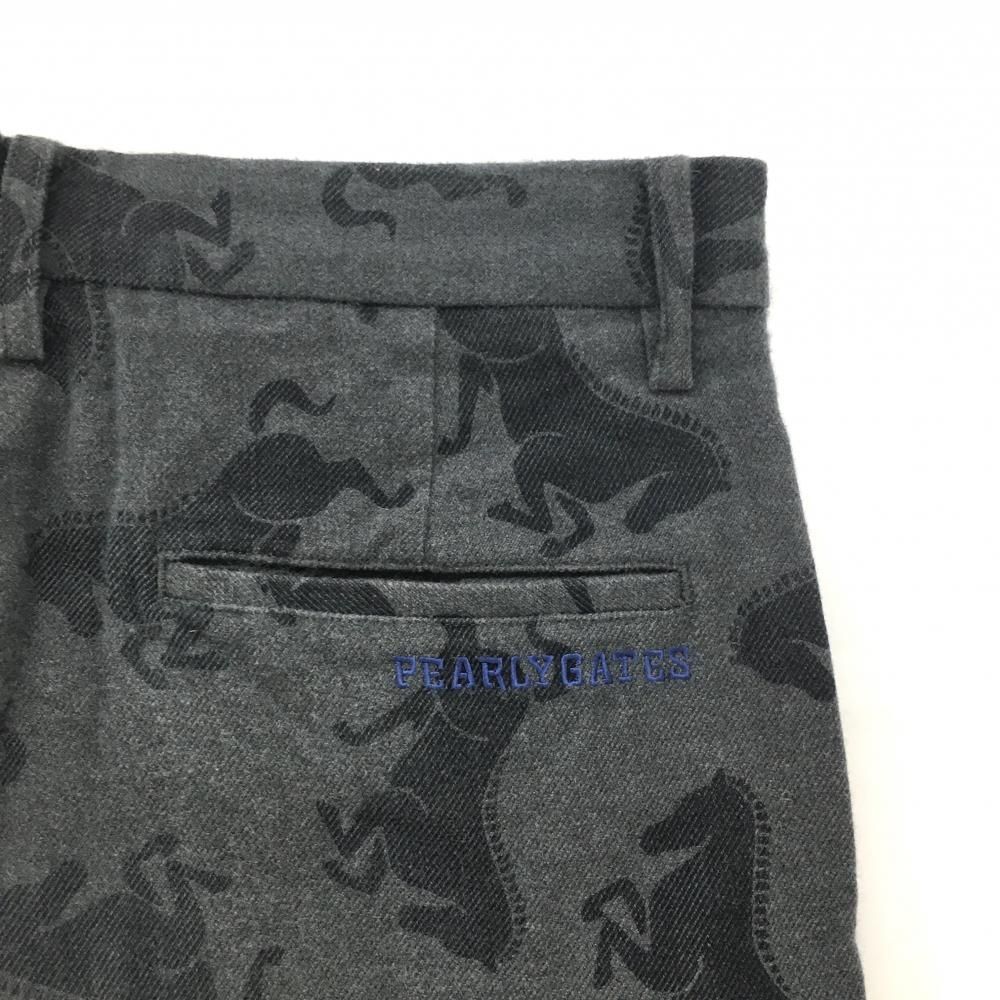 美品】パーリーゲイツ パンツ グレー×ダークグレー 馬総柄 ウール混
